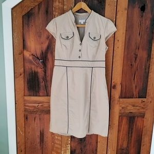 Khaki navy empire waist dress